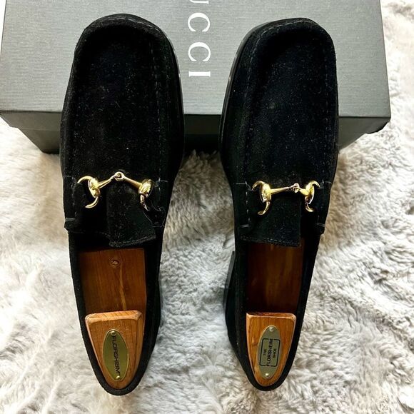 GUCCI BLACK SUEDE HORSEBIT LOAFERS EU SIZE 40E LEATHER SOLE BOX DUSTBAG MINT - Picture 3 of 15